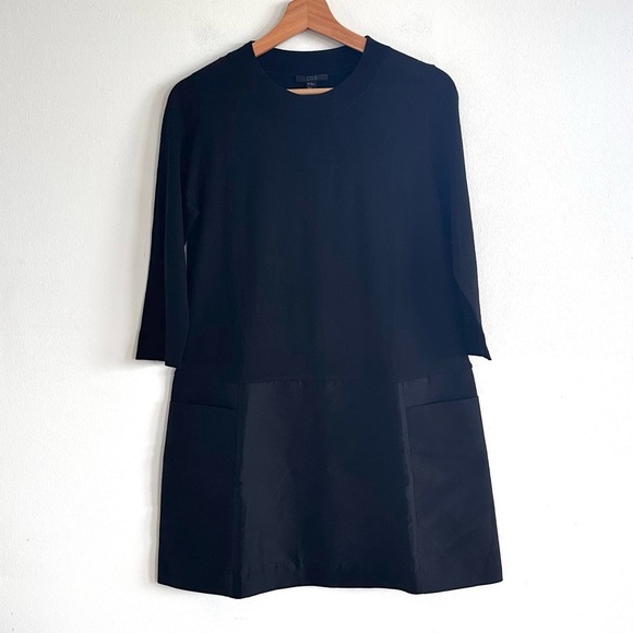 COS Black Long Sleeve mixed media front pocket mini dress size XS - Picture 3 of 7